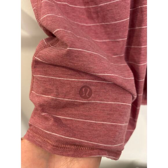 Lululemon Tank Top Womens 10 All Tied Up Stripe Heathered So Merlot Pink White - Picture 3 of 3